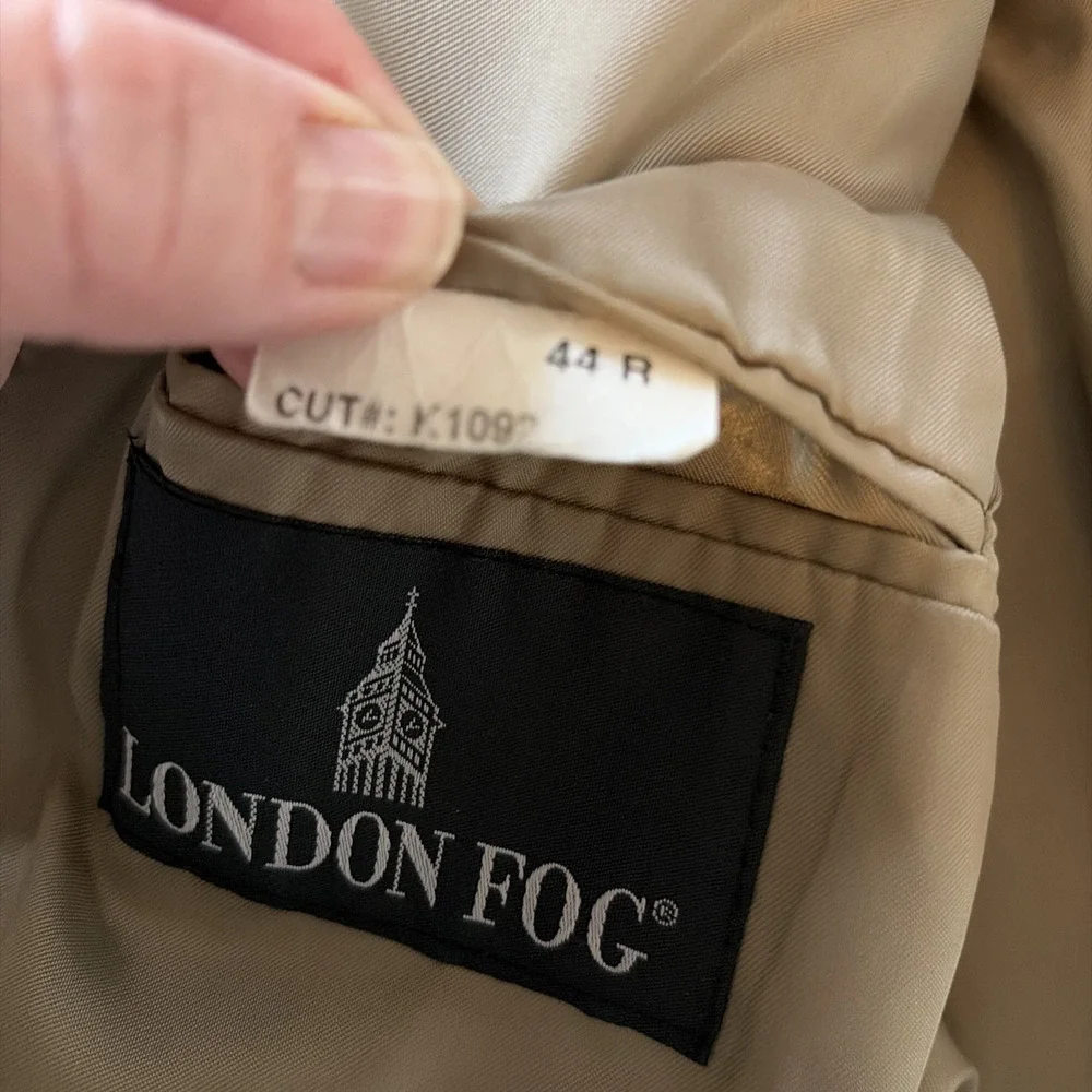 Vintage London Fog Mens 44 Long Wool Overcoat Tan Classic City Office Business